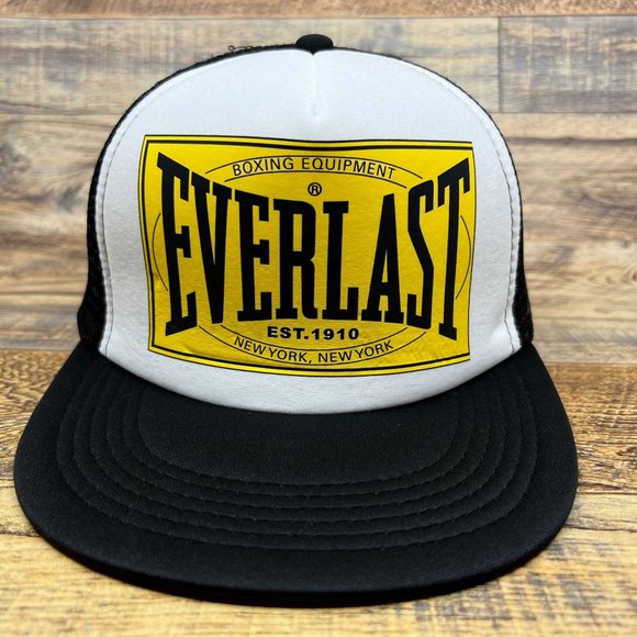 Unbranded Accessories Everlast Mens Trucker Hat Black Snapback Vintage Throwback Logo Boxing